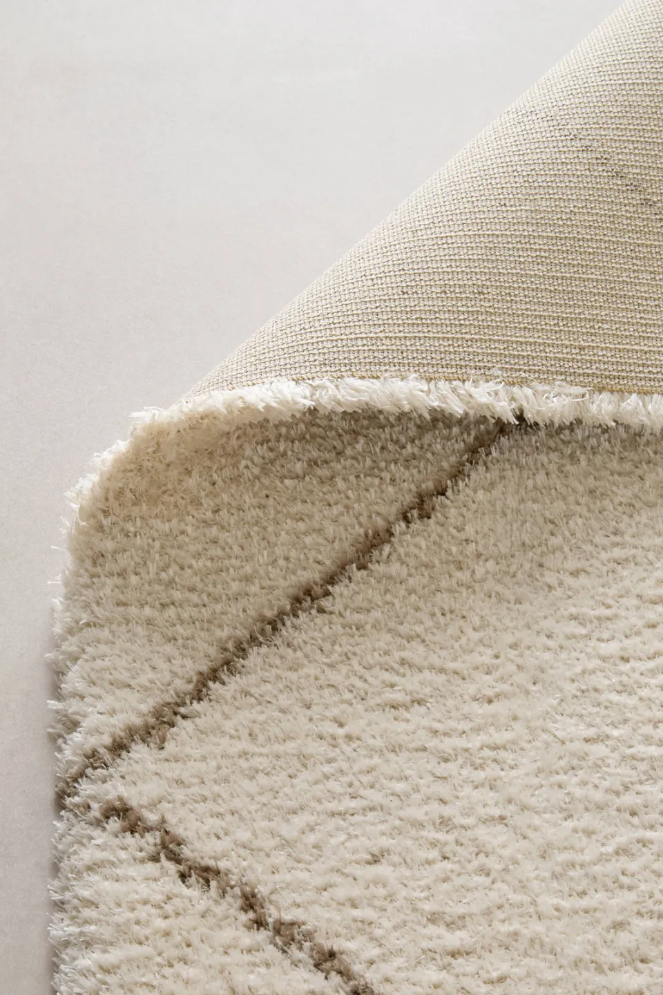 NOUS Living hoogpolig vloerkleed crème bruin, foto 5