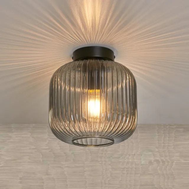 Xamo Ronde Plafondlamp Smoke Glas - Hal - Woonkamer - Slaapkamer - Gang