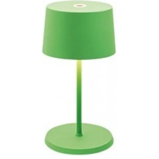 Zafferano Olivia pro mini appelgroene LED tafellamp, oplaadbaar en dimbaar