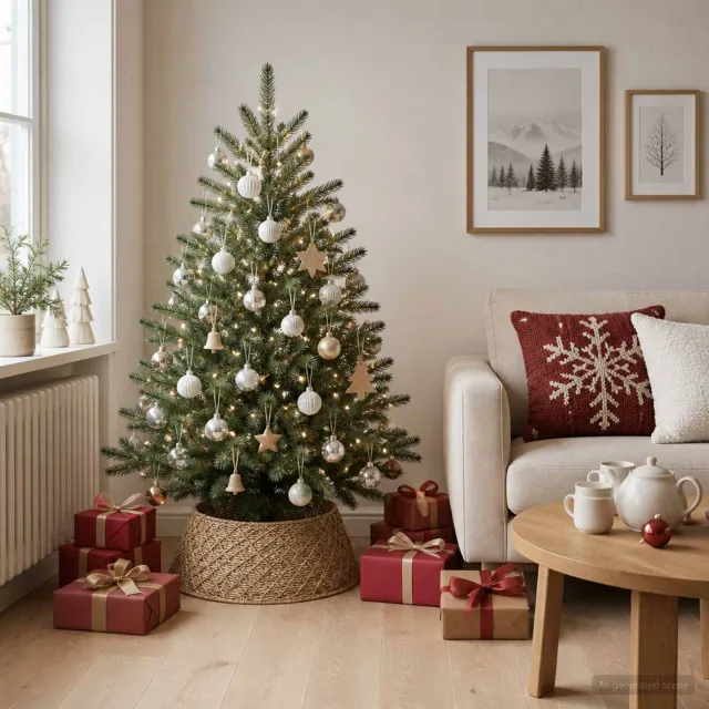 vidaXL Kerstboomkraag Rond Naturel Dia. 45 x 22 cm Zeegras