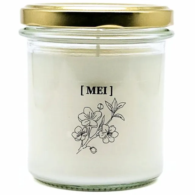 Candlelight-on geurkaars met geboortebloem en geboortedatum - 12 mei - o.b.v. sojawas en etherische oliën Wit