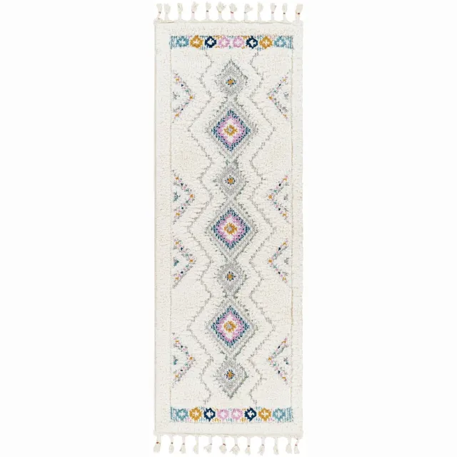 Surya LILO Modern Boho Shaggy Tapijt Meerkleurig/Wit