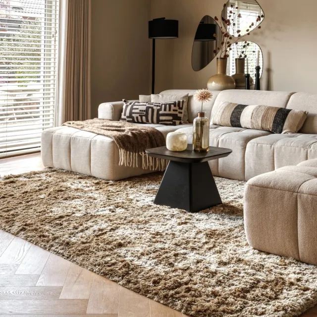 Paon Brillant Velvet vloerkleed - Auréa beige 80x150