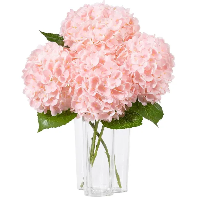 JHA Kunst Hortensia Bloemen 3 Stuks – Hydrangea Takken – Real Touch Kunstbloemen – Decoratieve Zijdebloemen voor Vaas, Woonkamer, Bruiloft & Tafeldecoratie rose