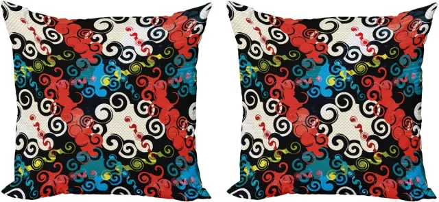 ABAKUHAUS Psychedelische decoratieve kussenhoes (2 stuks), Grunge Street Art, 40x40 cm, meerkleurig