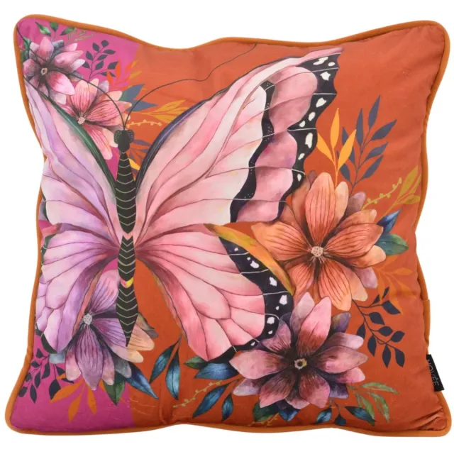 NOVÉE Sierkussen Butterfly Bloom | 45 x 45 cm | Velvet/Polyester Terracotta