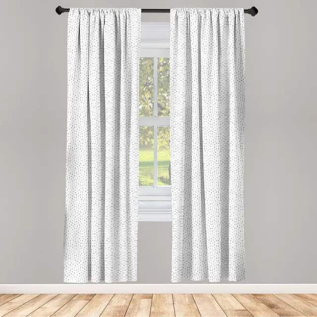 ABAKUHAUS Grijs-Wit Raamgordijnen – 2-delig 75x225 cm – Microfiber, Halfdonkerend Grijs wit