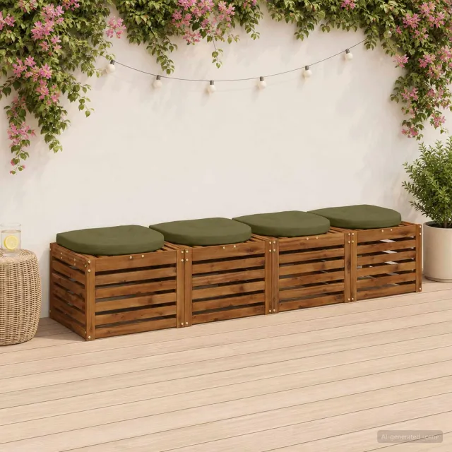 vidaXL 4-Piece Zitkussens 4 st 100% Polyester Olijfgroen