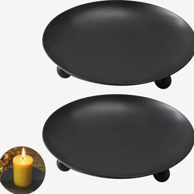 Inna (SklepikNaMedal) Set van 2 zwarte metalen kandelaars voor tafeldecoratie