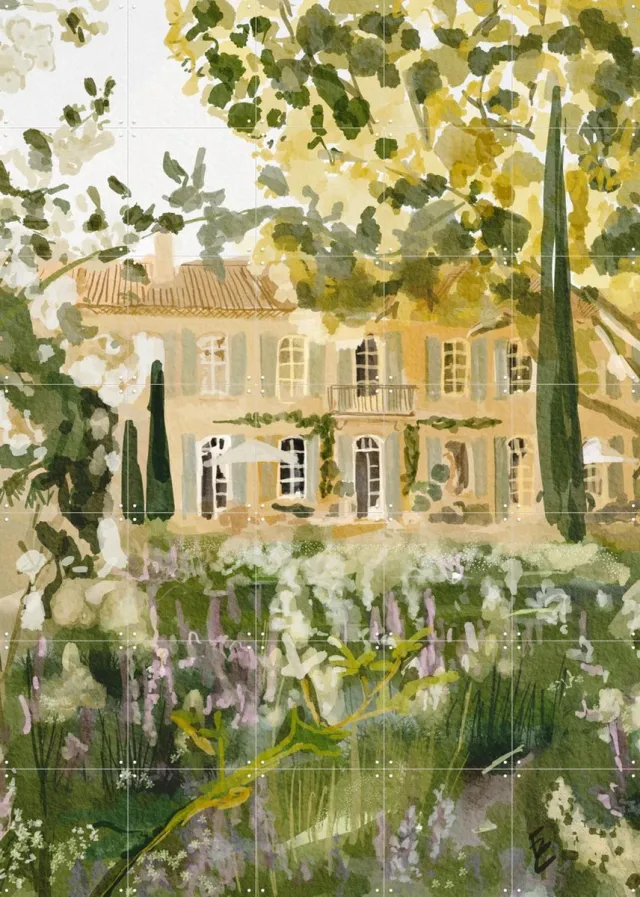 IXXI Magical French garden, Ekaterina Zagorska - 100 x 140 cm - Grote wanddecoratie en posters - Impressionisme, Naturalisme, Aquarel, Eetkamer Groen