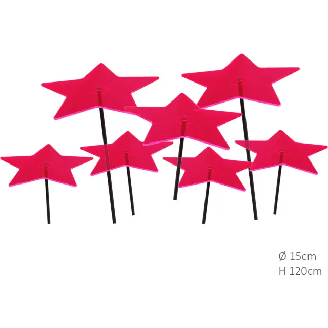 Cazador del Sol 7 stuks! Zonnevangers Ster Rood-Roze (kleur fuchsia) medium 120x15...