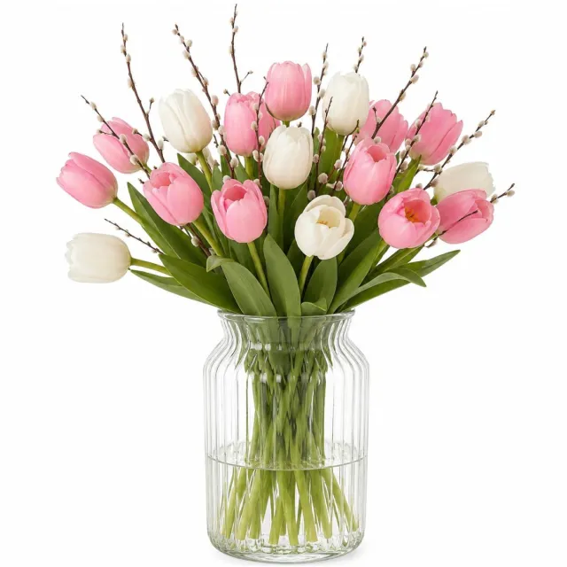 DK design Bloemenvaas Basic - transparant glas - D15 x H20 cm - decoratie vaas