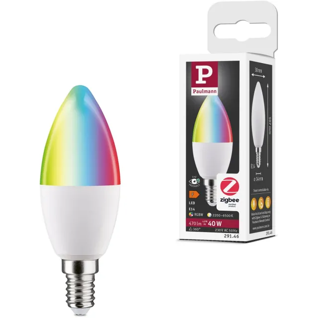 Paulmann Standaard 230 V Smart Home Zigbee 3.0 LED kaars E14 470lm 5W RGBW+ dimbaar Mat
