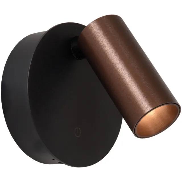 Lucide TONI - Oplaadbare Wandspot / Wandlamp - Accu/Batterij - Ø 8,1 cm - LED Dimb. - CCT - 1x2W 2700K/4000K - Magnetisch - Koffie Koffie, Zwart