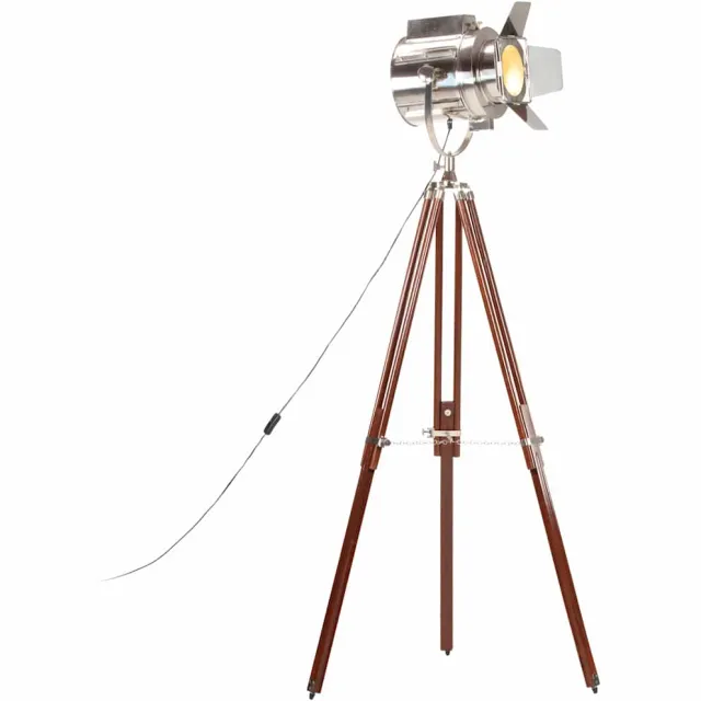 vidaXL Vloerlamp driepoot 180 cm massief mangohout Bruin