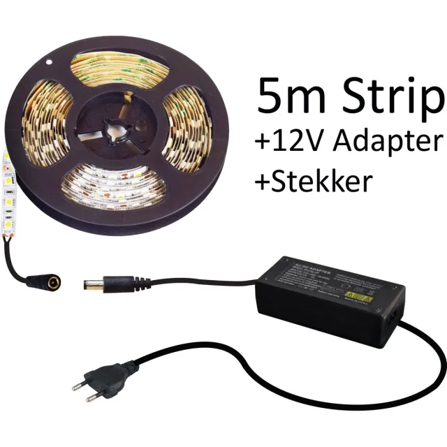LED STRIP SET - LED Strip 2835 120 leds/mtr IP20 CRI90 4000K 12V 5mm 12W