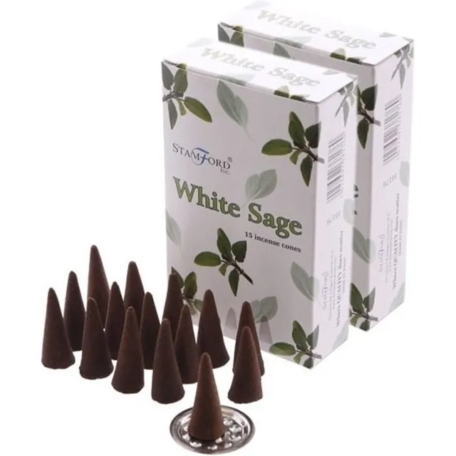 Stamford wierook kegeltjes witte salie geur - 30x - Lichaam in balans - Meditatie/mediteren geurkegeltjes Multi