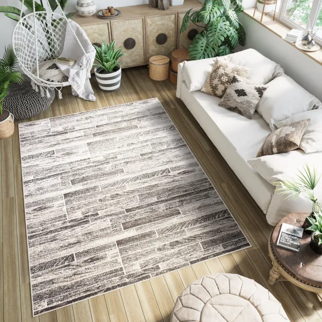 Tapiso Petra Vloerkleed Houten Slaapkamer Tapijt Bruin Licht