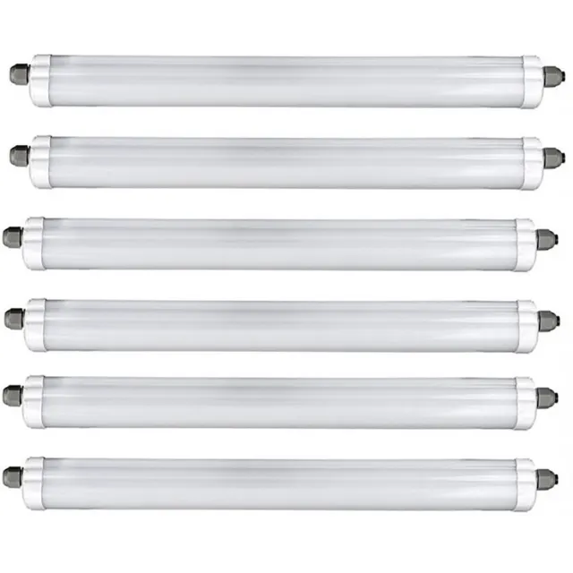 V-TAC LED diffusorverlichting Halverlichting Garagekamerverlichting Plafondlamp, spatwaterdicht, 48W 5760lm 6500K koel wit, L 150 cm, set van 6