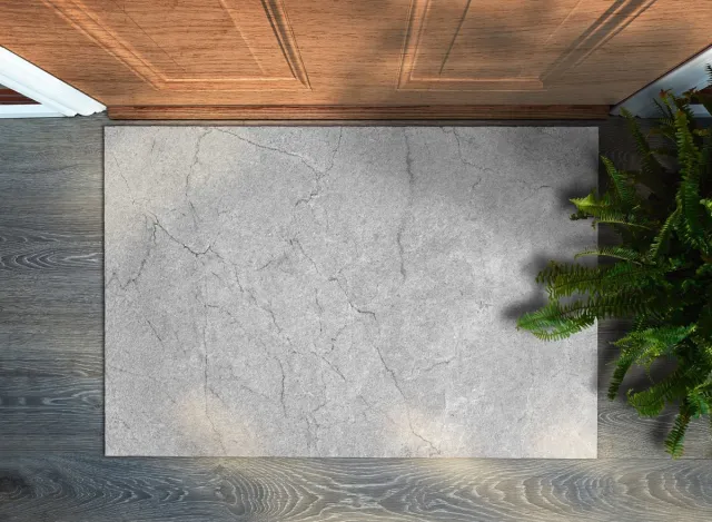 Coloray Deurmat voor binnen - Grijs Grote Deurmat - Grijs Beton Deur Etree - Binnen Deurmat - Wasbare Deurmat - 90x60 cm Grijs - Grijs Beton