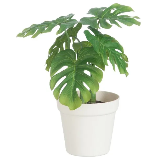 J-Line plant Blad Philo In Pot - kunststof - groen/wit - medium