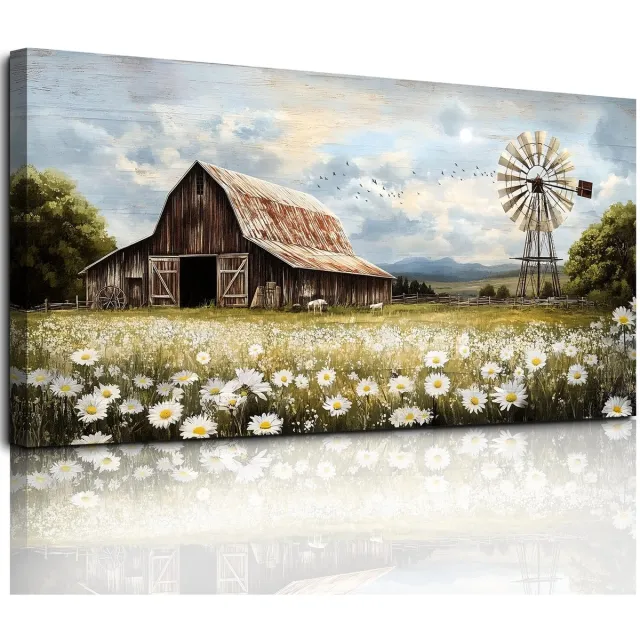 Unyqoos Verfijnde Bloemenzee Canvas Wanddecoratie voor Elke Kamer - 50 x 100 cm Kunstdruk kleurrijk
