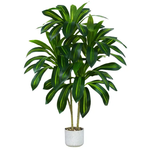 Unyqoos Levensechte kunstplant Dracaena met elegante pot voor binnen en buiten Wit