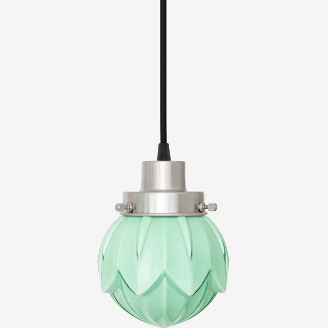 Coloured by Art Hanglamp aan snoer Lotus Mint 20's Matnikkel - Art Deco Trade Zachtgroen