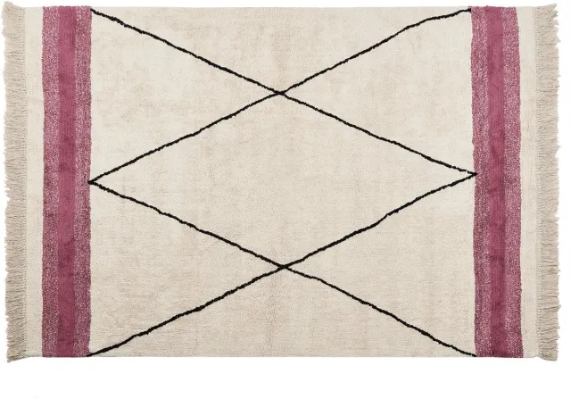 Beliani AFSAR - Laagpolig vloerkleed - Lichtbeige - 140 x 200 cm - Katoen