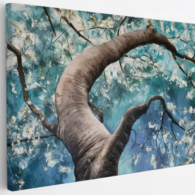 Saammp Canvas Schilderij - boom met witte bloemen - Natuur - 30x20 - Foto op canvas - Wanddecoratie - Muurdecoratie Woonkamer - Kantoor Decoratie Multicolor