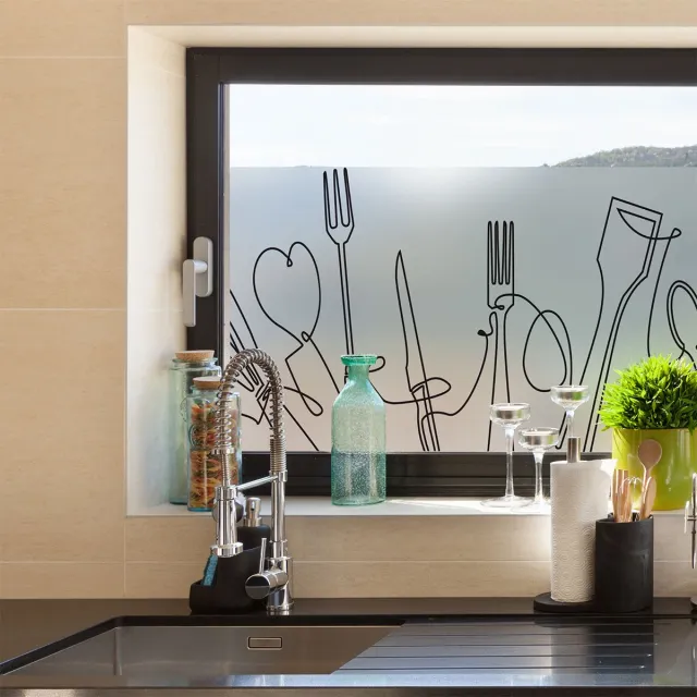 Ambiance Sticker Privacy raamfolie - KEUKEN - Zelfklevende raamfolie voor ramen en douchedeuren - 40x200cm Mat