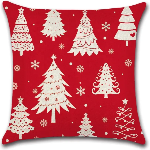 By Javy Kussenhoes Kerst - Dennenbomen Rood - Kussenhoes - Kerst - 45x45 cm - Sierkussen - Polyester