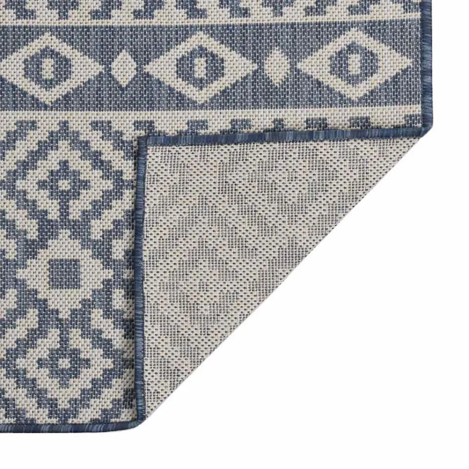vidaXL Buitenkleed met patroon platgeweven 80x150 cm blauw, foto 2