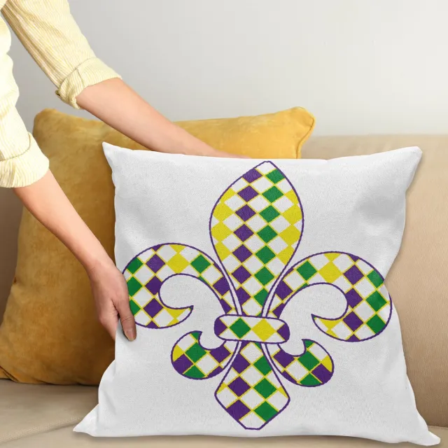 ABAKUHAUS Karneval Kussenhoes, Lily Vintage, Kussenhoes met Dubbelzijdig Patroon, Heldere Digitale Print, Kleurecht, met Ritssluiting, 40 x 40 cm, Groen Geel Lila