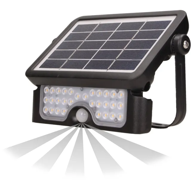 Adviti LUX LED Solar buiten wandlamp - Bewegingssensor, Lichtsensor en Zonnepaneel - IP65 - 4000K - 500 Lumen zwart - 500 lumen