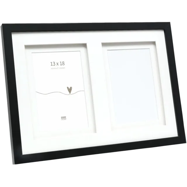 Deknudt Frames multifotolijst - zwart - passe-partout - 2 foto's 13x18