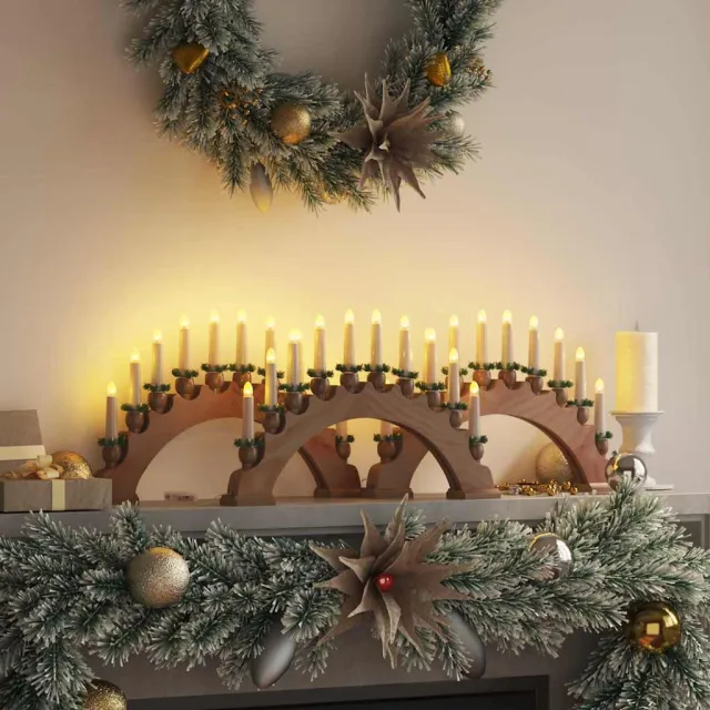 vidaXL Kerst Kaarsenboog met 10 LED Kaarsen 3 st LED's Warmwit Bruin