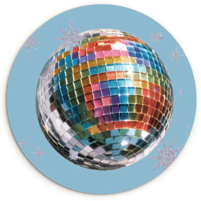 WallCircle Wandcirkel 140x140 cm - Muurcirkel Discobal - Glinsterende sterren - Regenboog - Muurdecoratie woonkamer - Wanddecoratie slaapkamer - Kamer decoratie accessoires - Ronde schilderijen