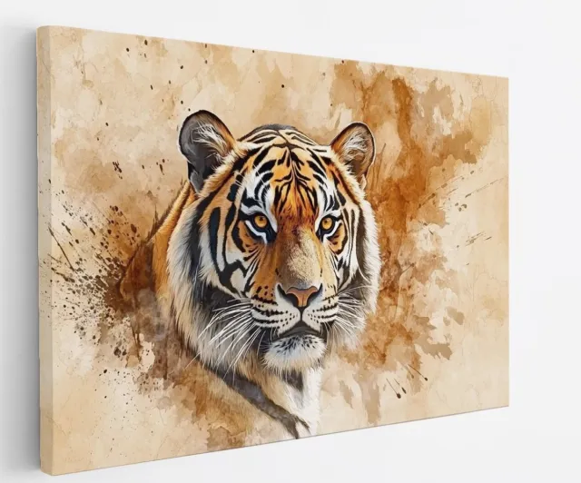 Saammp Canvas Schilderij - Abstracte Tijger - Natuur - Dieren - 60x40 - Foto op canvas - Wanddecoratie - muurdecoratie Woonkamer - Slaapkamer decoratie - Canvas Print Multicolor