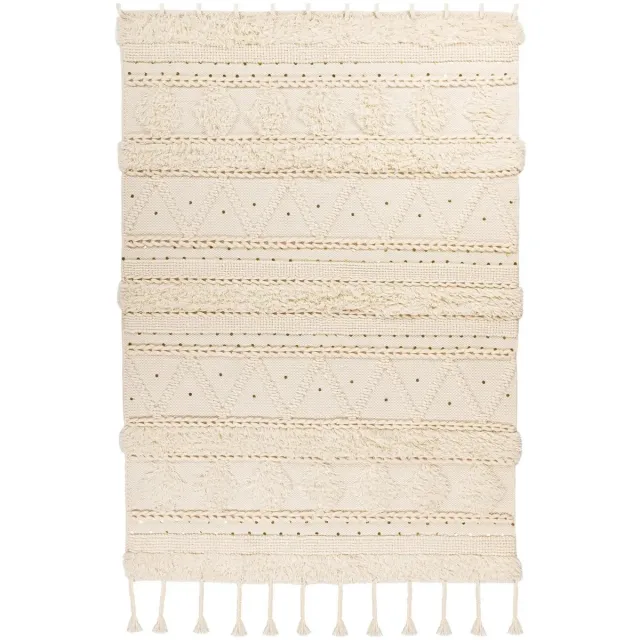 Dutch XXL Wollen Vloerkleed | Tapijt | Bohist | Geometrisch | Crème