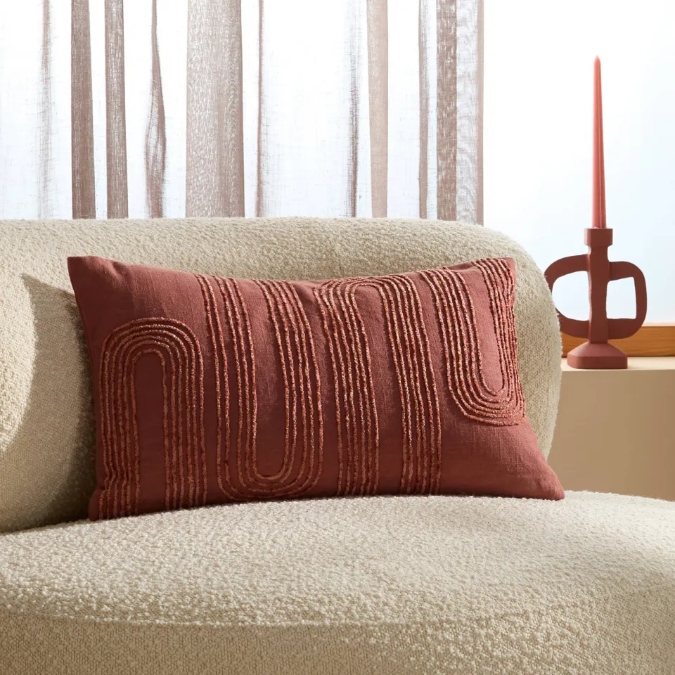 NOUS Living Lucera sierkussenhoes, 30x50 cm terra/rood, foto 2