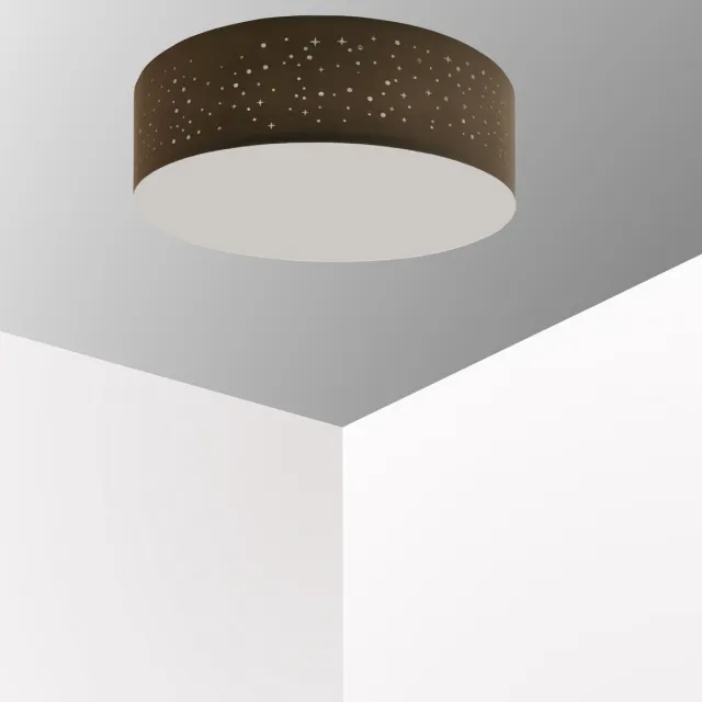 Trango 3138L LED Plafondlamp met 50cm Ø Starry Sky stoffen kap in *BRUIN* rond incl. 3x E27 LED lamp 3000K warm wit voor woonkamer - slaapkamer - hal - logeerkamer - kantoor plafondlamp - slaapkamerlamp - bureaulamp