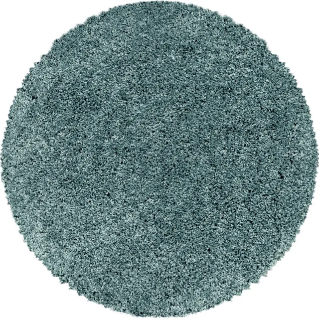 Ayyildiz Rond hoogpolig vloerkleed - Softy Blauw Groen Ø 80cm