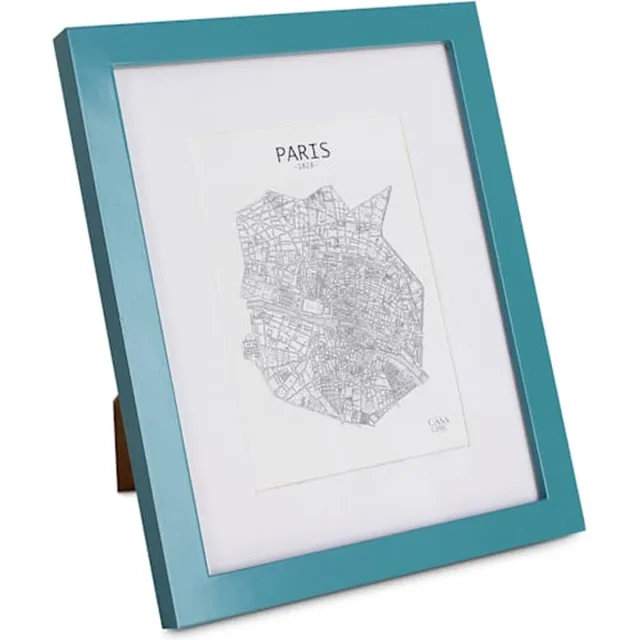 Casa Chic Fotolijst van hout, Fotolijst voor collage, Echtglas fotolijst 28x23 cm groot, Lijst staand of voor de wand, Verticaal en horizontaal gebruik, Grote passe-partout Turquoise