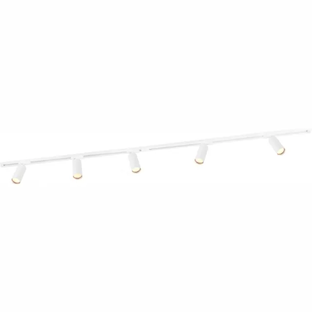 LEDVION LED Railverlichting 2M + 5 Railspots (5W - 2700K - Wit - Dimbaar) - 1-Fase