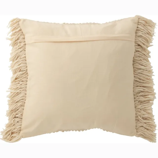 J-Line Kussen Breeze Franjes Katoen Creme Beige