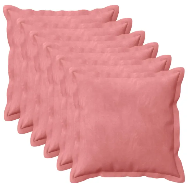 vidaXL Plaid kussen 6 st HOUTEN Roze 50 x 50 cm fluweel