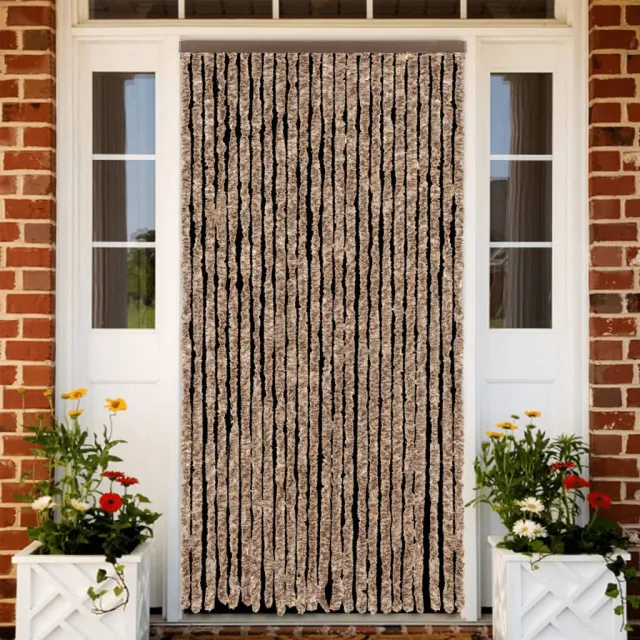 vidaXL Vliegengordijn 100x200 cm chenille beige en donkerbruin