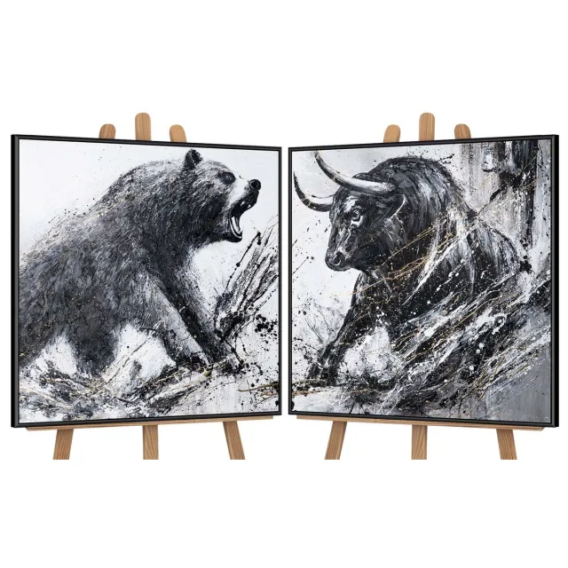 YS Canvas schilderij handgeschilderd wild impulse abstract – YS-Art Gallery – Luxe wanddecoratie voor woonkamer – Modern schilderij voor slaapkamer en hal Black