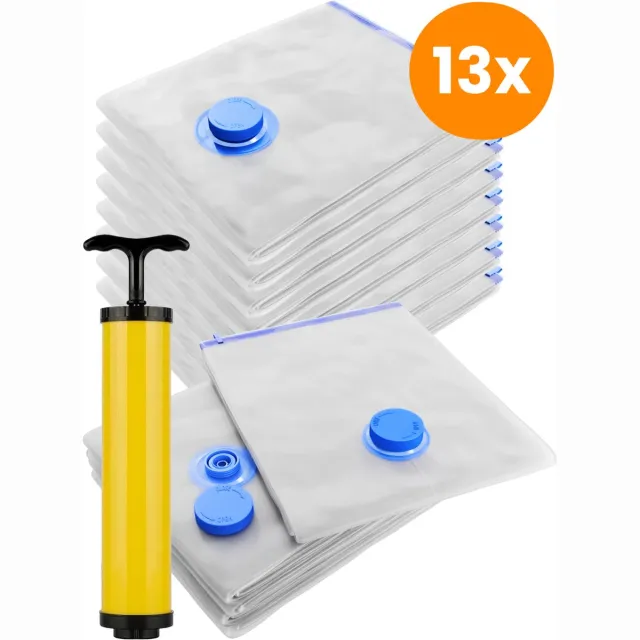Thousandtravelmiles Vacuumzakken kleding & dekbedden – 14-delige set met handpomp – Herbruikbare vacuum bags voor koffer, kast en opslag – Ruimtebesparend – Thousandtravelmiles Transparant